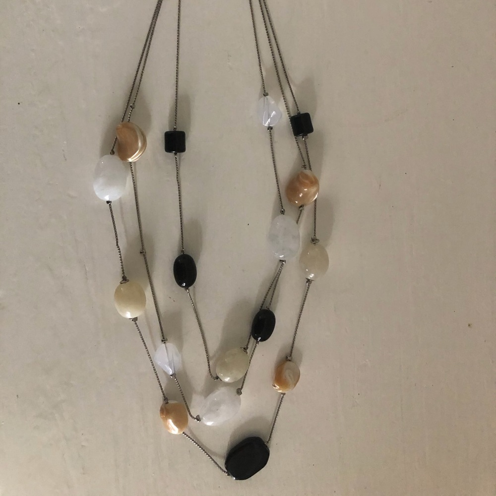 3-strand multi-color polished “stones” necklace